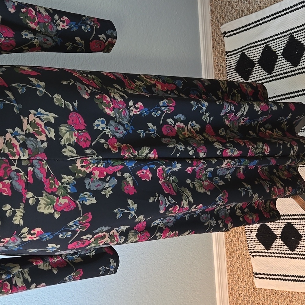RALPH LAUREN BLACK LABEL Floral Surplice Midi Jersey Dress Sz 12 Vneck - Picture 10 of 14